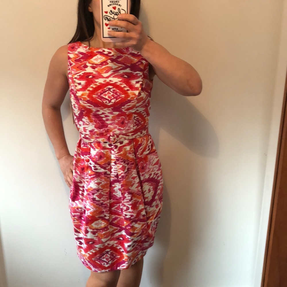 Eliza J belted dress with pleated skirt